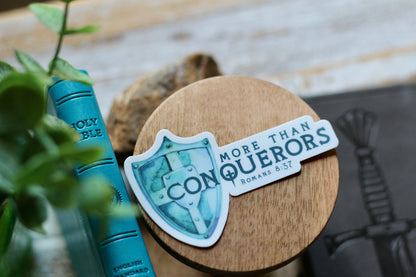 more than conquerors (Romans 8:37) vinyl sticker
