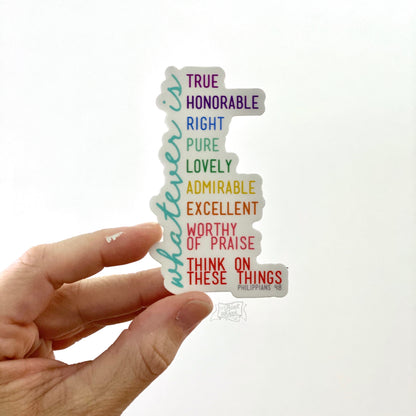 think on these things whatever (Philippians 4:8) sticker