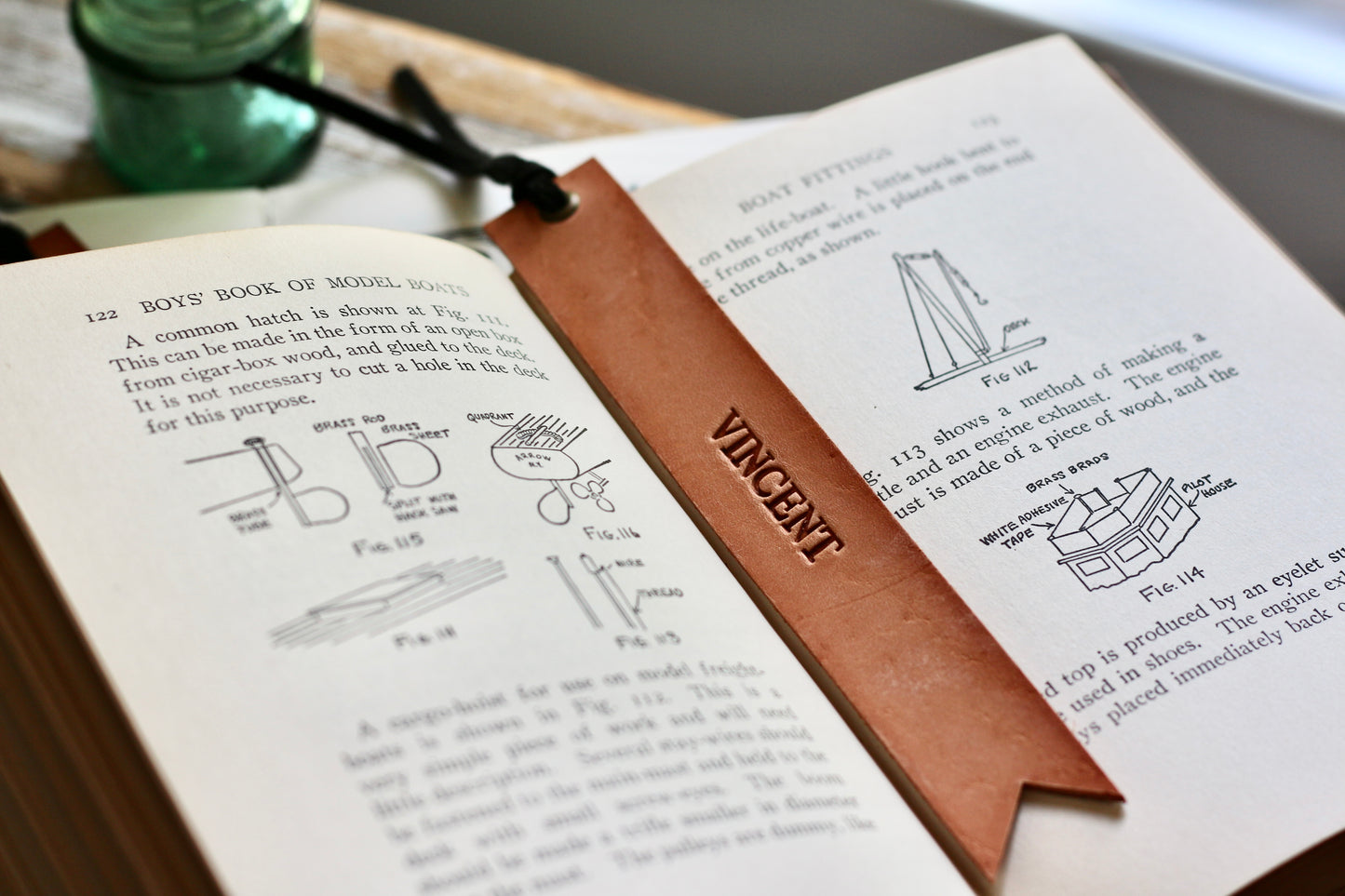 custom name leather bookmark