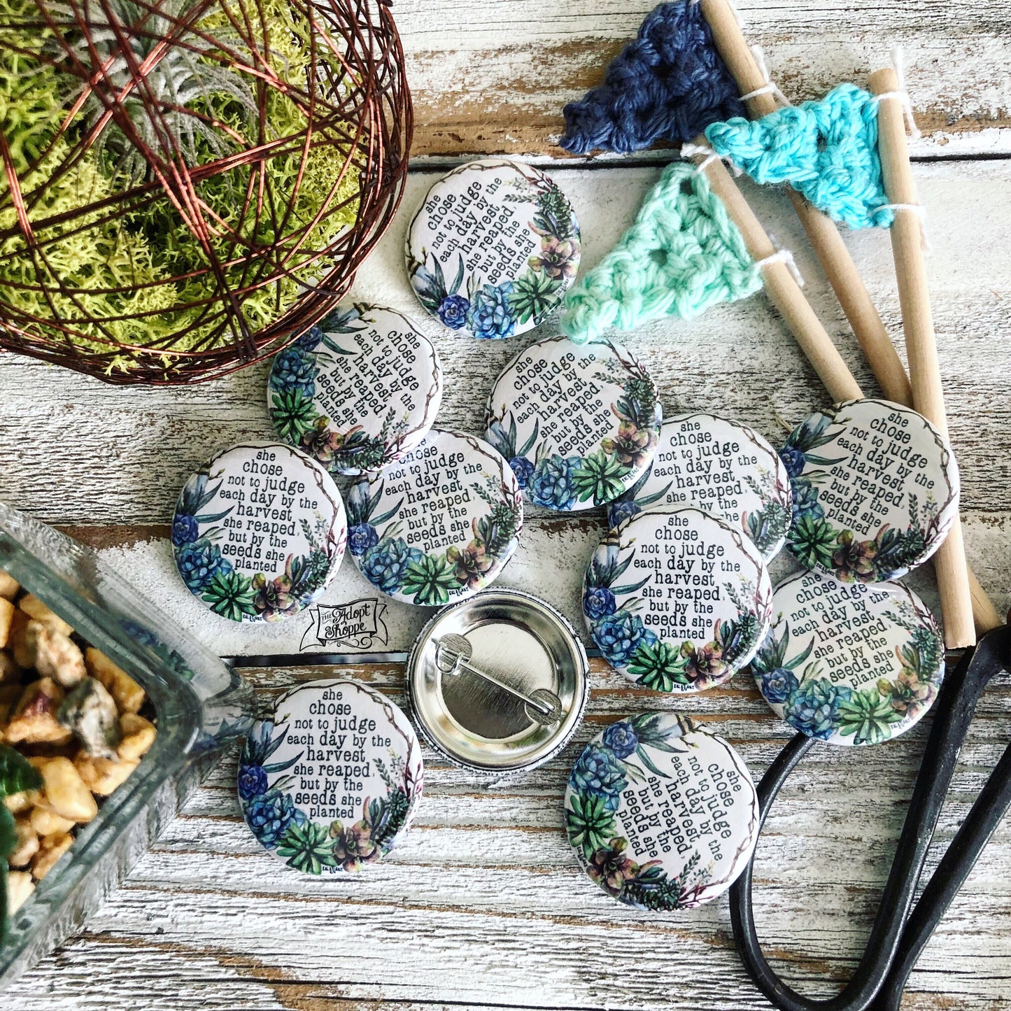 seeds she planted succulent flair button pin / magnet / flat back
