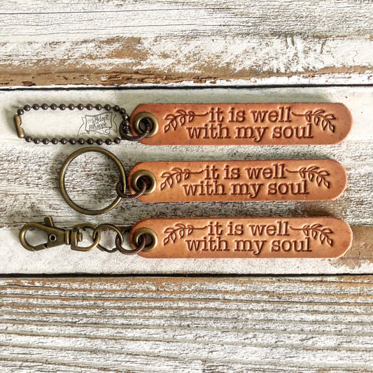it is well with my soul (camel/natural) leather tag