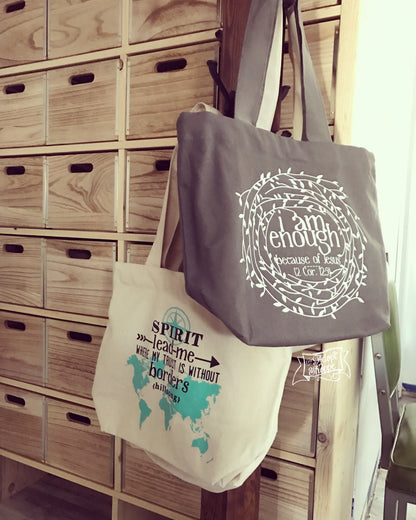 Spirit lead me where my trust is without borders fair trade tote bag