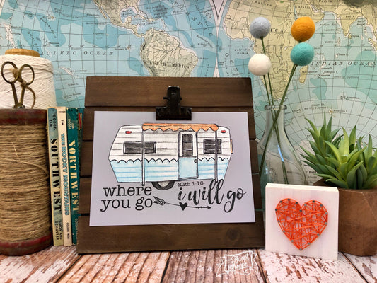 where you go I'll go 5"x7" aqua camper print