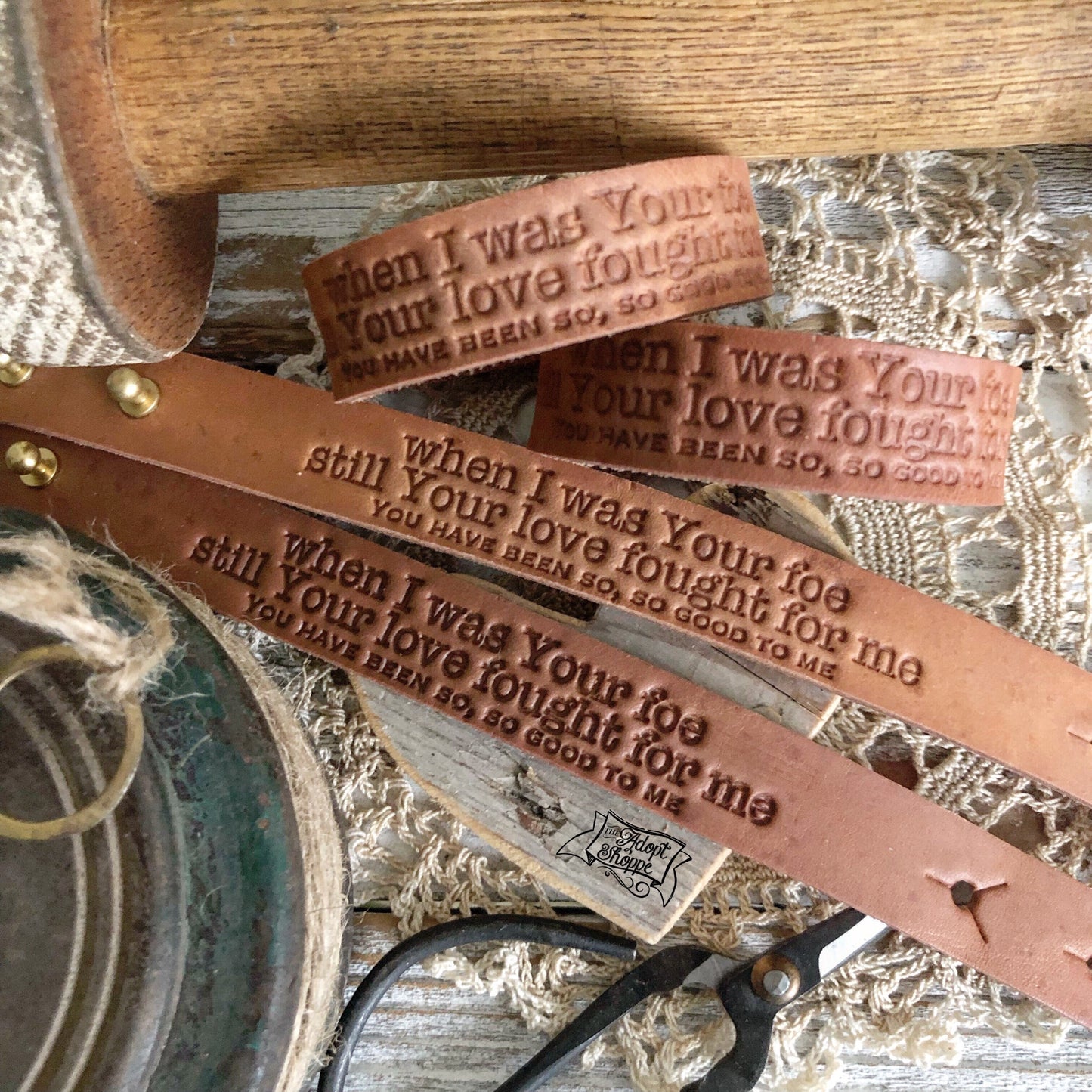 when I was Your foe still Your love fought for me (camel/natural) reckless love leather cuff