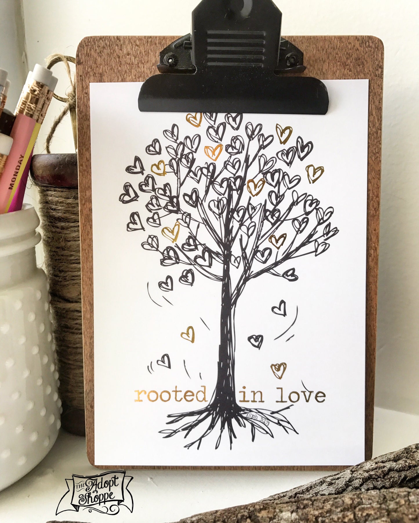 rooted in love gold foil 5"x7" print
